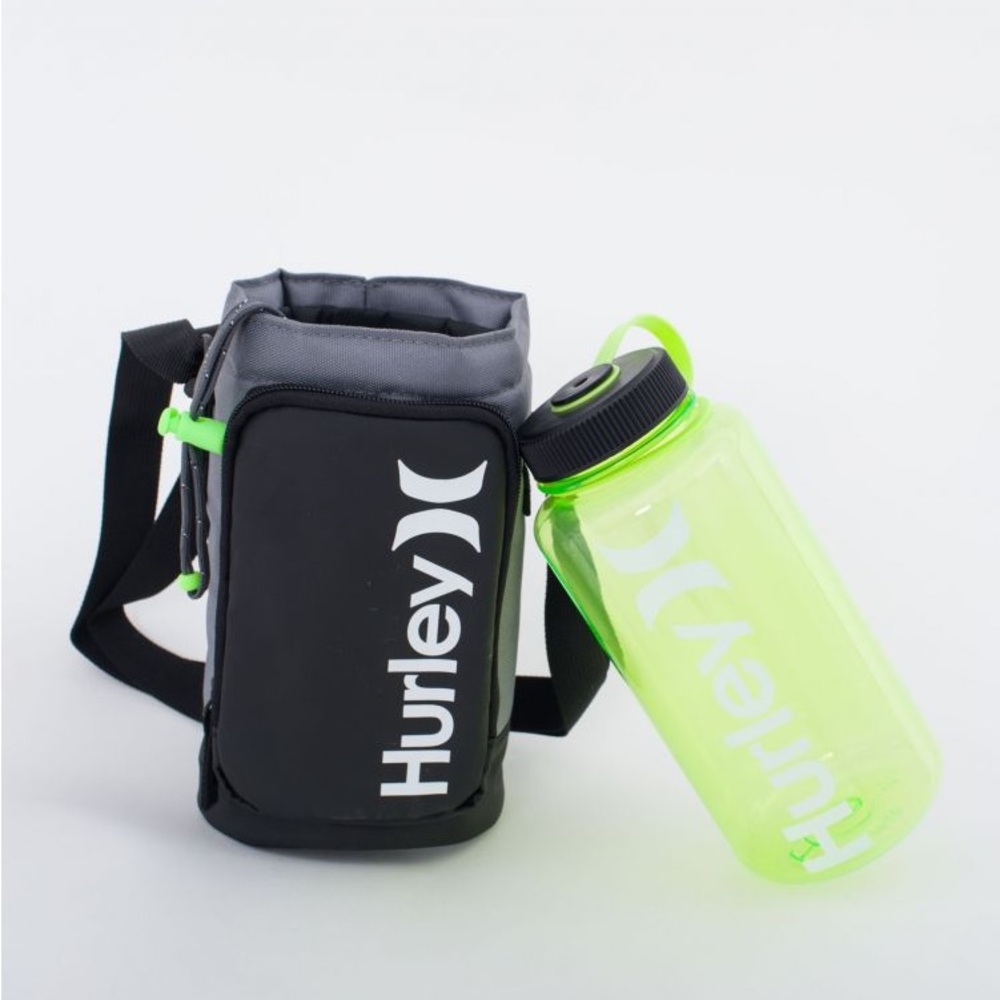 Hurley Gray & Neon Green Bottle Carrier Crossbody - Picture 3 of 7